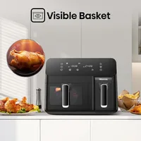 Hisense Dual Air Fryer 8.6L with LED Touch Control Panel, Two Cooking Basket 5.3L & 3.3L, Black H09AFBK2S5