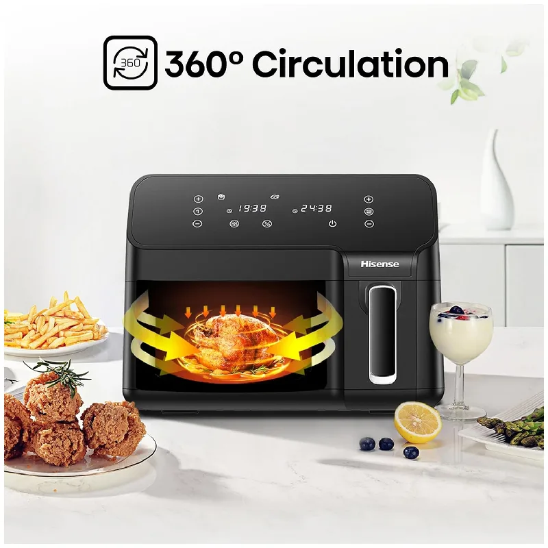 Hisense Dual Air Fryer 8.6L with LED Touch Control Panel, Two Cooking Basket 5.3L & 3.3L, Black H09AFBK2S5