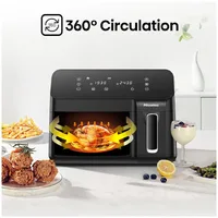 Hisense Dual Air Fryer 8.6L with LED Touch Control Panel, Two Cooking Basket 5.3L & 3.3L, Black H09AFBK2S5