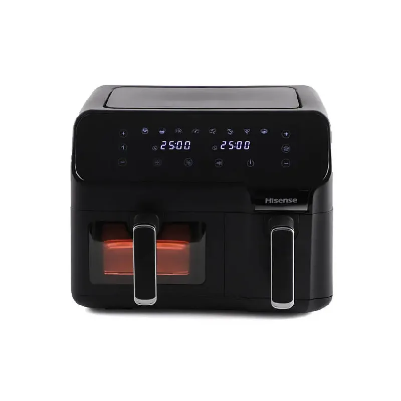 Hisense Dual Air Fryer 8.6L with LED Touch Control Panel, Two Cooking Basket 5.3L & 3.3L, Black H09AFBK2S5