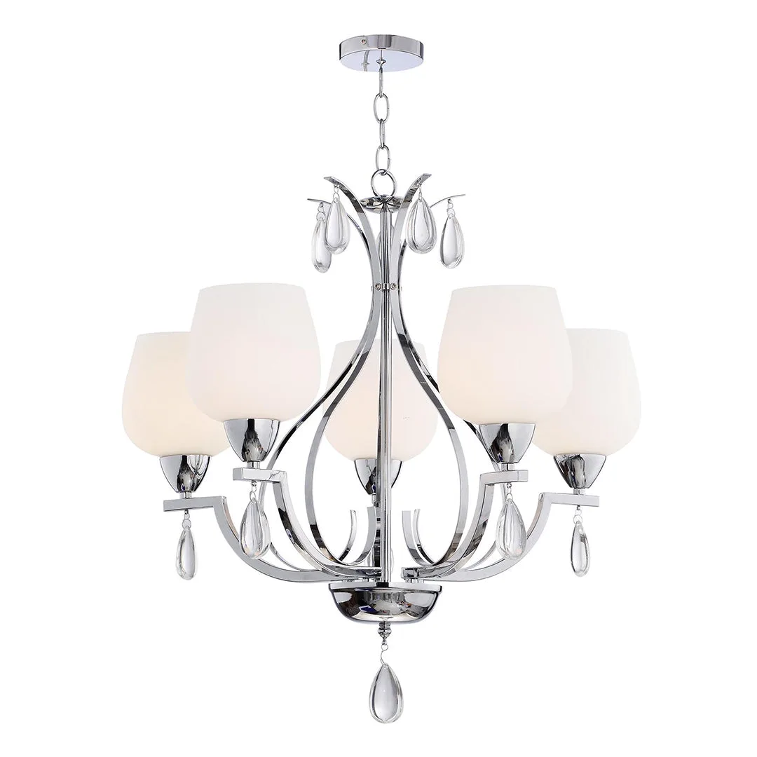 Tronic Elegant Silver 5-Light Frosted Glass Pendant