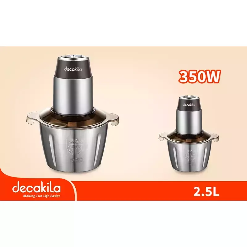Decakila Chopper 350W 2.5L Steel Bowl Double Layer Blade Kemg016m