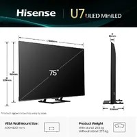 Hisense 75" UHD 4K Smart Quantum ULED TV with Mini LED Panel, Dolby Atmos, Inbuilt Subwoofer, VIDAA OS 75U7Q