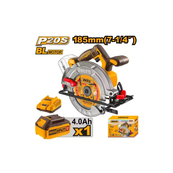 Ingco Cordless Circular Saw 20V with Brushless Motor & Adjustment Settings CSLI18511