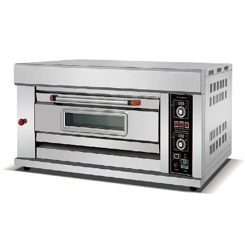 Commercial Gas Deck Oven 1-Deck 3-Tray, 20-400C High-Temperature Control, Industrial Stainless Steel Pizza & Bread Oven HGO-13
