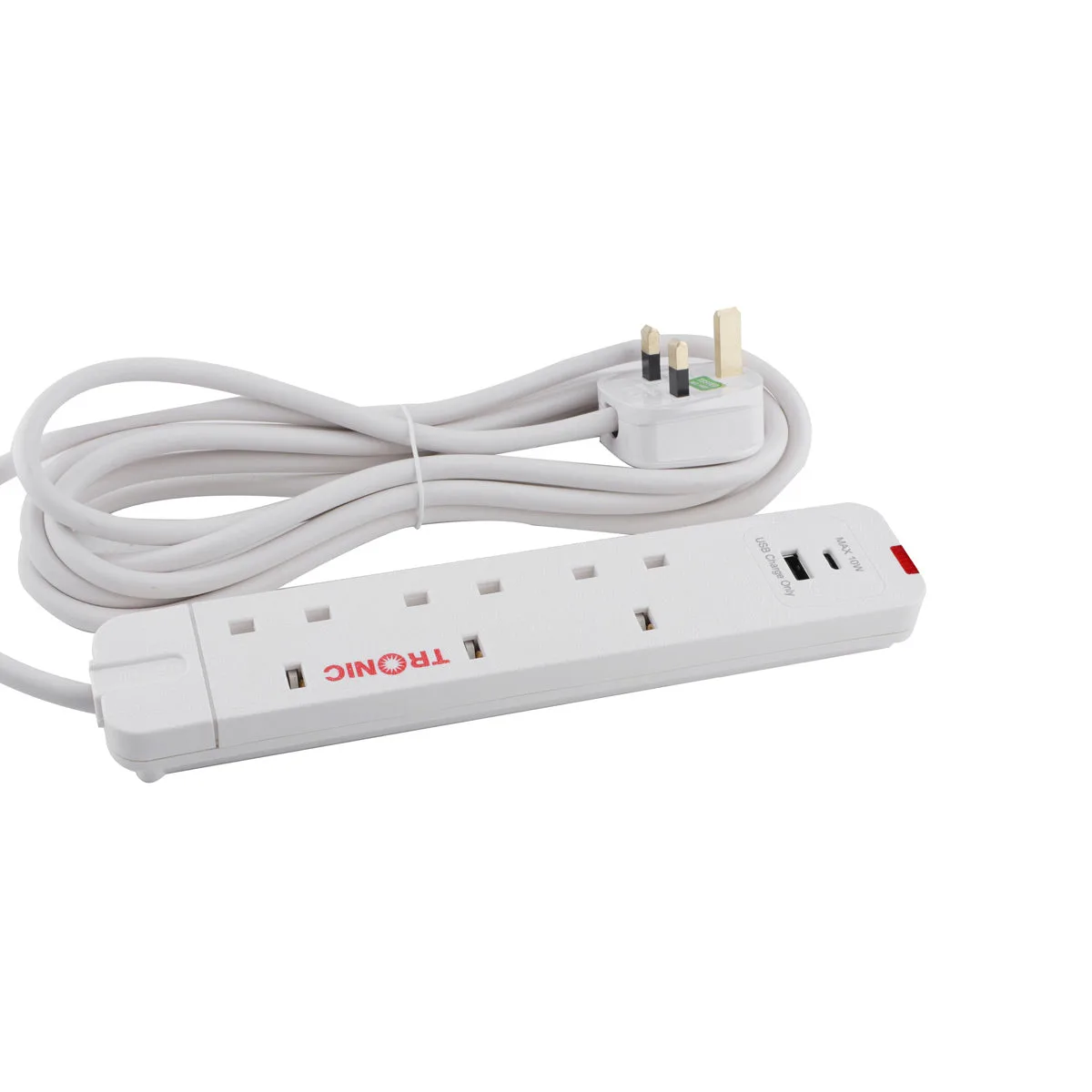 Tronic 3-Way Extension Socket with USB-C & USB-A Charging