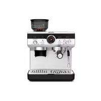 Krups Espresso Machine with Grinder, Built-In Conical Grinder, 30 Grind Settings, Thermoblock Heating, Steam Wand, Stainless Steel XP801EM0