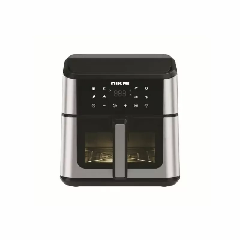 Nikai Air Fryer Digital, 8L 1500W, Non-Stick Digital Touch Control Fast & Even Cooking, Countertop, Hot Air Circulation naf1001dx