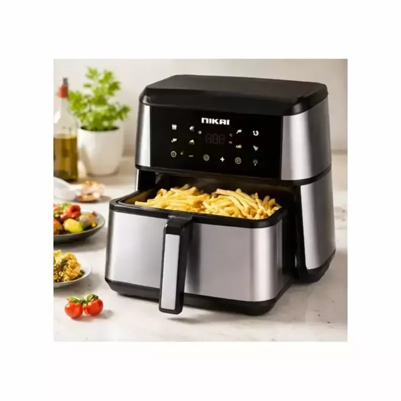Nikai Air Fryer Digital, 8L 1500W, Non-Stick Digital Touch Control Fast & Even Cooking, Countertop, Hot Air Circulation naf1001dx