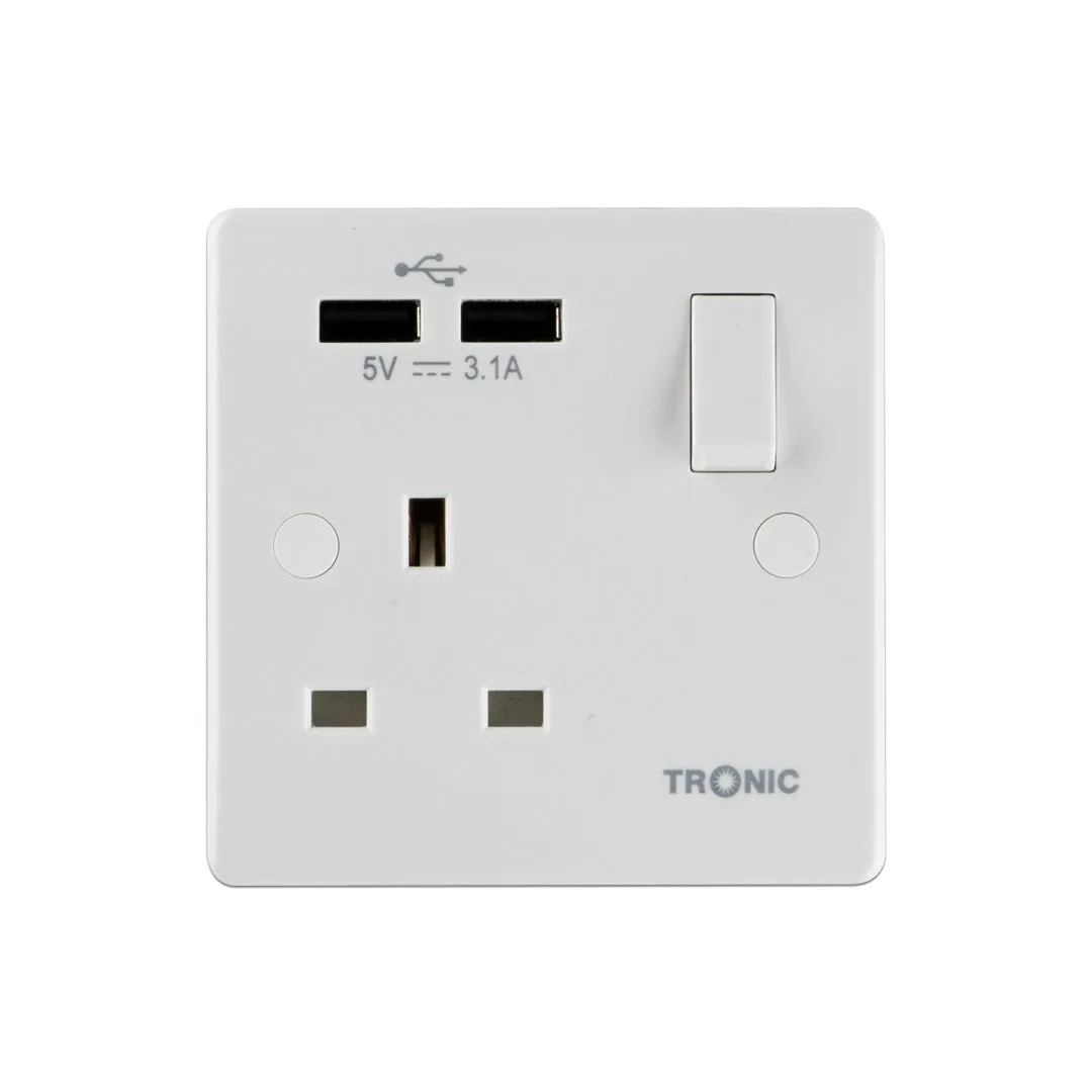 Tronic Single Socket 13amps with 2 USB