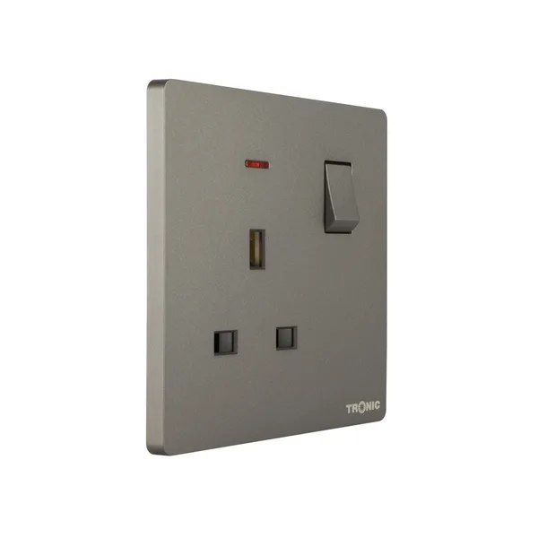 Tronic Grey - Single Switch Socket With Neon