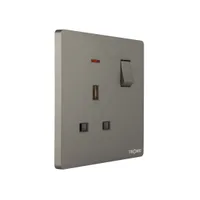 Tronic Grey - Single Switch Socket With Neon