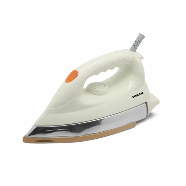Nikai Dry Iron 1200W Golden Ceramic Coated Soleplate With Thermostat Heavy Iron Base Heat Resistant Nylon Cord NDI624N