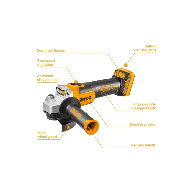 Ingco Cordless Angle Grinder Lithium-ion 20V with Brushless Motor CAGLI201158