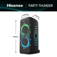 Hisense Party Speaker 620W, Bluetooth 5.4, 18-Hour Battery, Auracast™ Receiver, Party Thunder