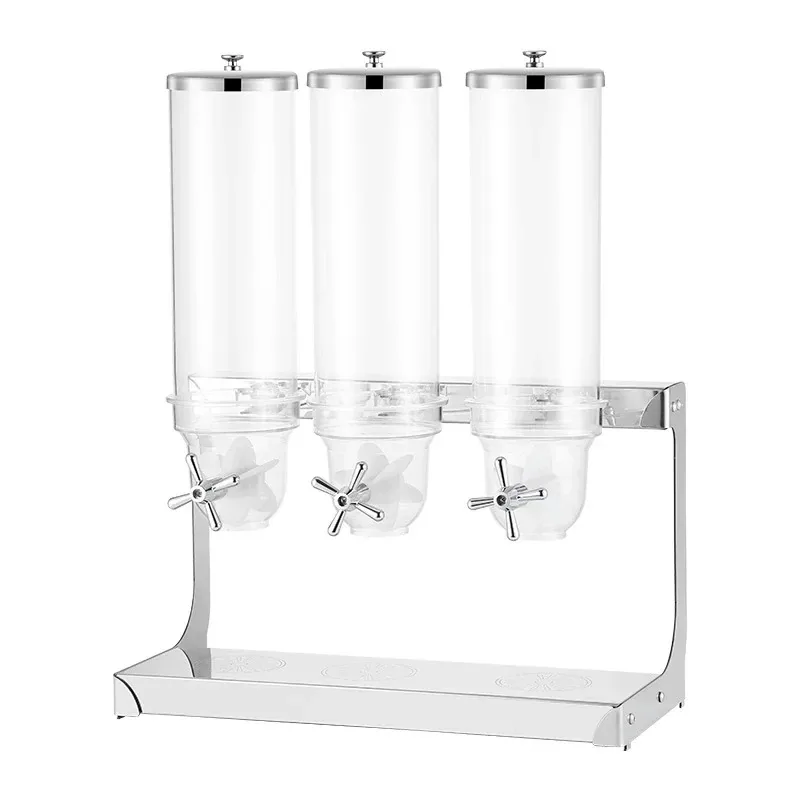 Commercial Electric Triple Cereal Dispenser 10.5L (3.5L 3), Transparent PC Containers, Stainless Steel Base WG-A10L