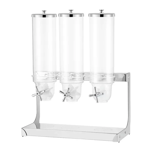 Commercial Electric Triple Cereal Dispenser 10.5L (3.5L 3), Transparent PC Containers, Stainless Steel Base WG-A10L