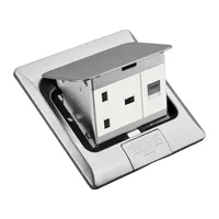 Tronic Stainless Steel Access Floor Socket - 13A Socket + RJ45, Pop-Up Type