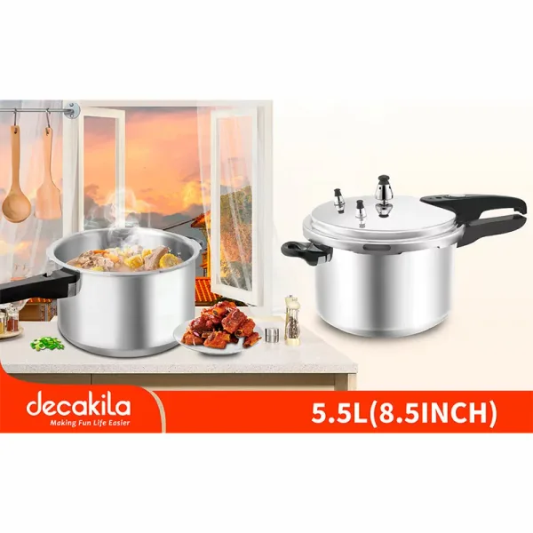 Decakila Pressure Cooker 5.5l Outer Lid Aluminium Ergonomic Bakelite Handle Kmer018m