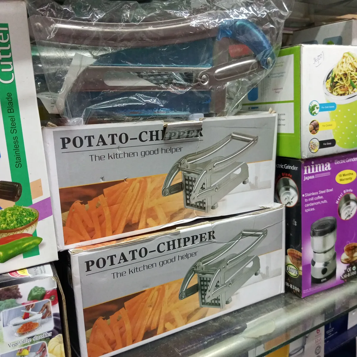Potato Chipper Stainless Steel – Heavy Duty Manual French Fry Cutter & Kitchen Good Helper for Chips, Yams & Vegetables