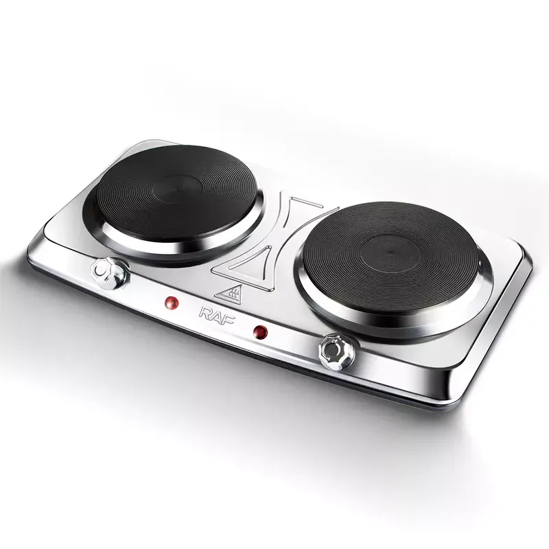 RAF Stainless Steel Electric Stovetop - Dual Hot Plate Cooker 1000W + 1000W, Portable Double Burner R.8205 3 RAF Stainless Steel Electric Stovetop - Dual Hot Plate Cooker 1000W + 1000W, Portable Double Burner R.8205