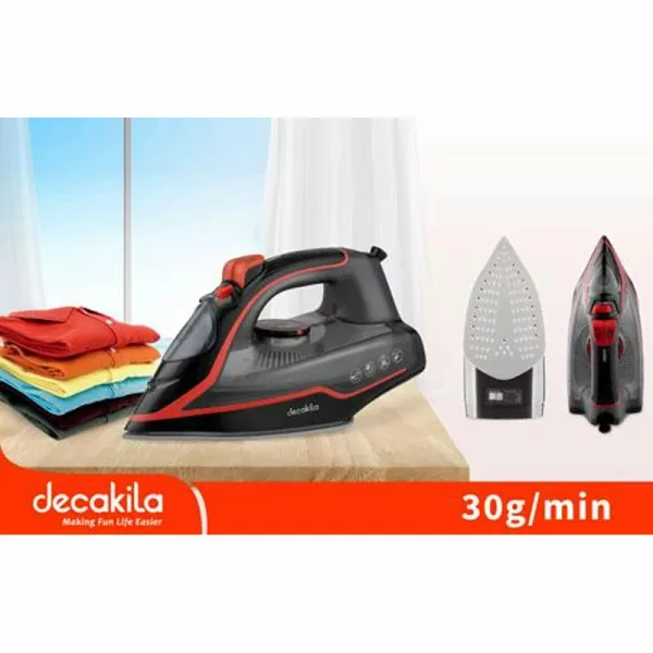 Decakila Steam Iron 210ml Tank Dry and Spray Function 2400w Keen001w teflon soleplate anti drip function spray function 0.8g spray shot mechanical temperature control