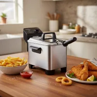 Moulinex Electric Fryer 3L,1.2 Kg, Steel Body, Semi-Pro Fryer with Cool Zone Technology, Adjustable Thermostat, Permanent Metallic Filter, Fast Heating System AM333027