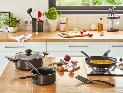 Tefal Easy Cook Stewpot 24 CM Titanium Non Stock Cooking Pot 4.7 L with Lid Suitable for All Heat Sources Except Induction B5544602