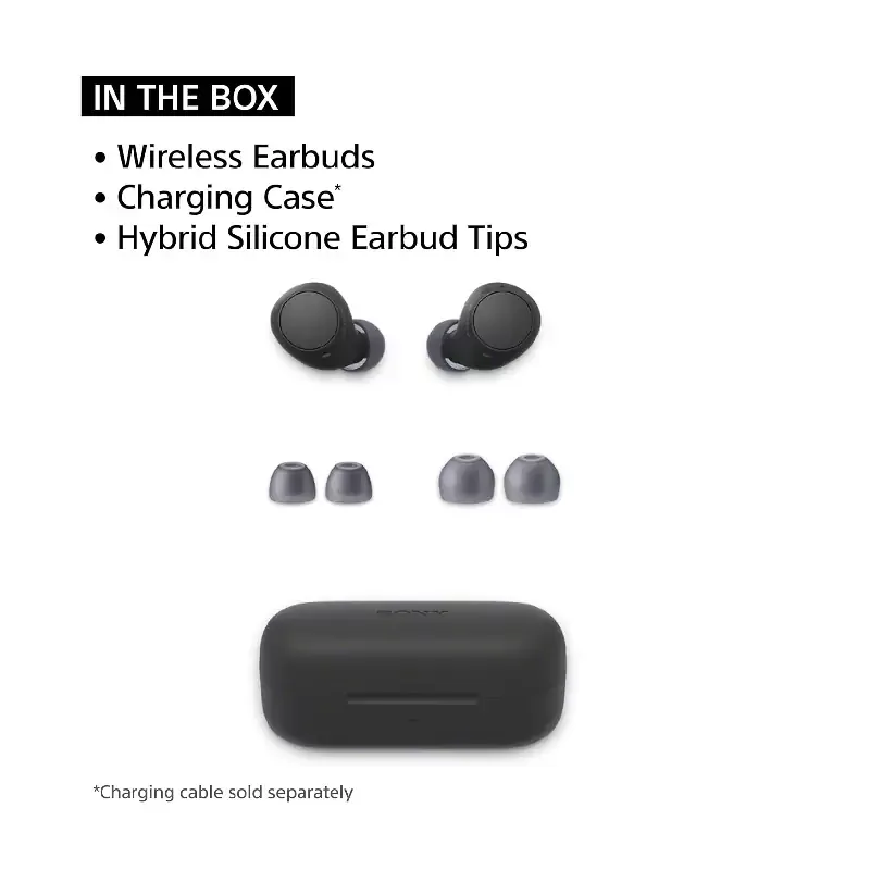 Sony Wireless Bluetooth Earbuds with Mic, Noise Cancelling, 10 Hours Playback, Quick Charge, IPX4 Rating WF-C510