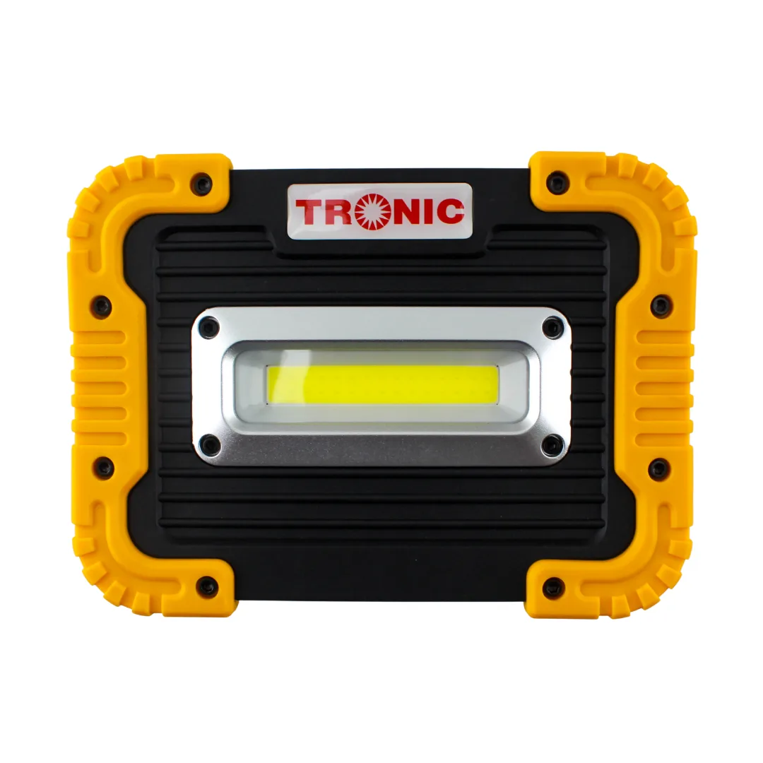 Tronic Compact Rechargeable LED Flood Light - 10W COB, Yellow/Black