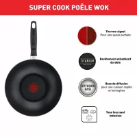 Tefal Super Cook Wokpan 28cm Non Electric B4591684 aluminium material heat indicator thermo signal powerglide coating
