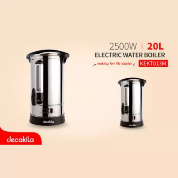 Decakila Water Boiler 20l Electric Double Layer Adjustable Temperature 2500w Kekt013m water level indicator insulation and heating indicator boil dry function