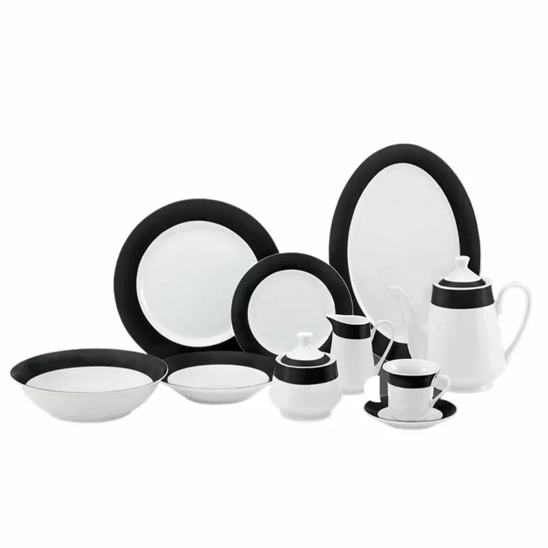 Nadstar Dinner Set 47pcs Porcelain Black RSPD001
