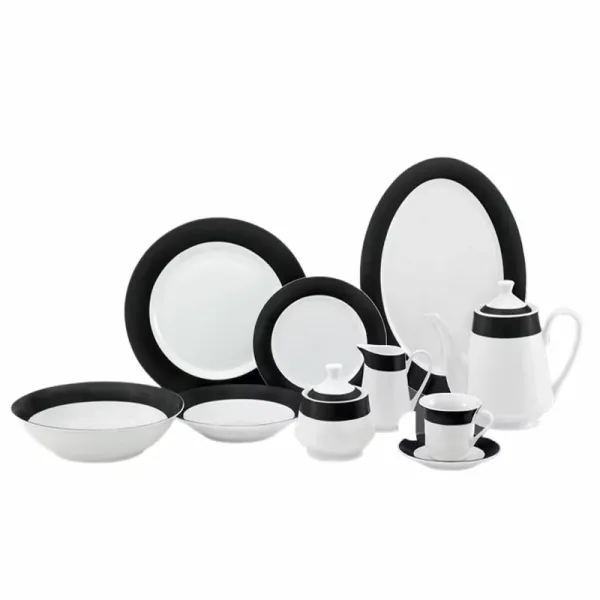 Nadstar Dinner Set 47pcs Porcelain Black RSPD001