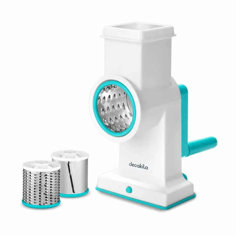 Decakila Drum Grater Manual 3 Drum Blades Stainless Steel Kmtt086w 3 blades fine shredder, coarse shredder and slicing blade bpa free