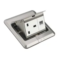Tronic Access Floor Socket - 13A Socket + RJ45, Slow Pop-Up, 120×120mm