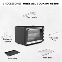 Nikai Oven Electric 75L With Rosting Function 4 Knobs Control 2200W NT75RCZ 120 Mins Timer Convection Function Single Inner Light Glass Panel