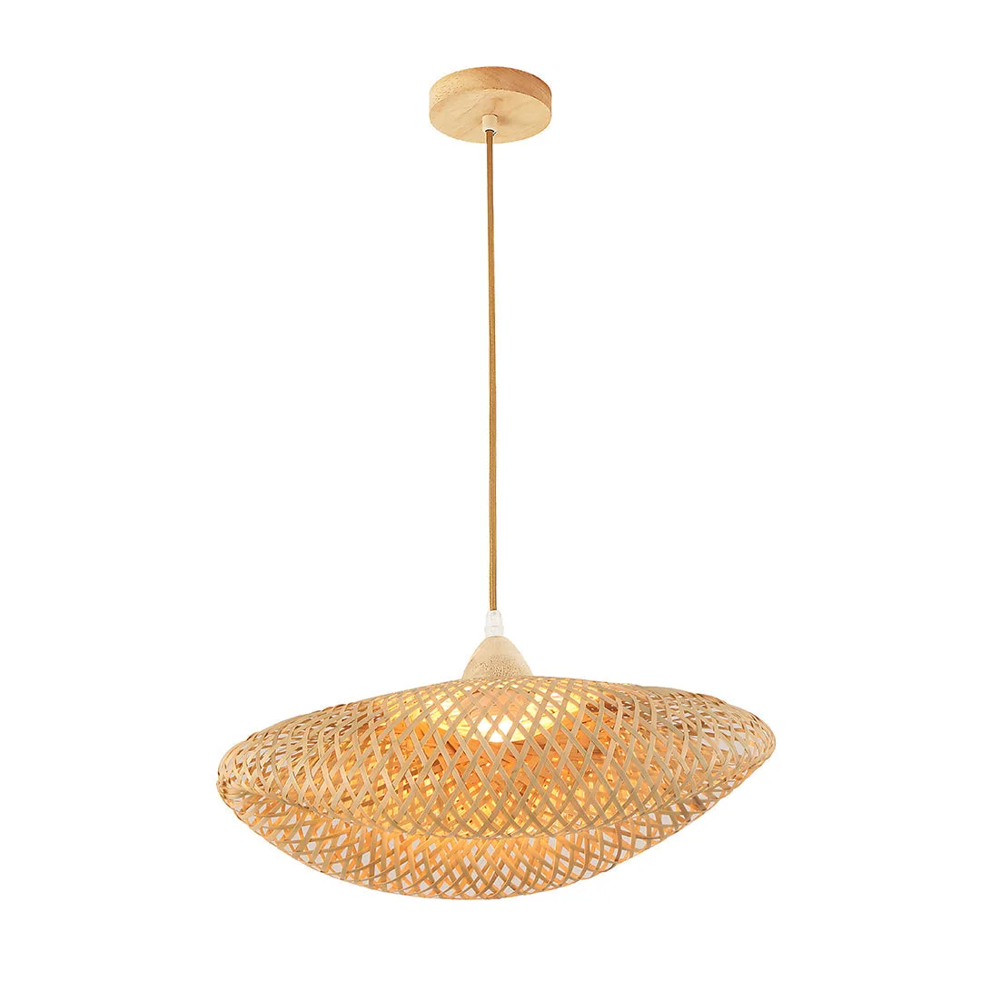 Tronic Bamboo Pendant Lamp - Natural Wood Finish, 40cm