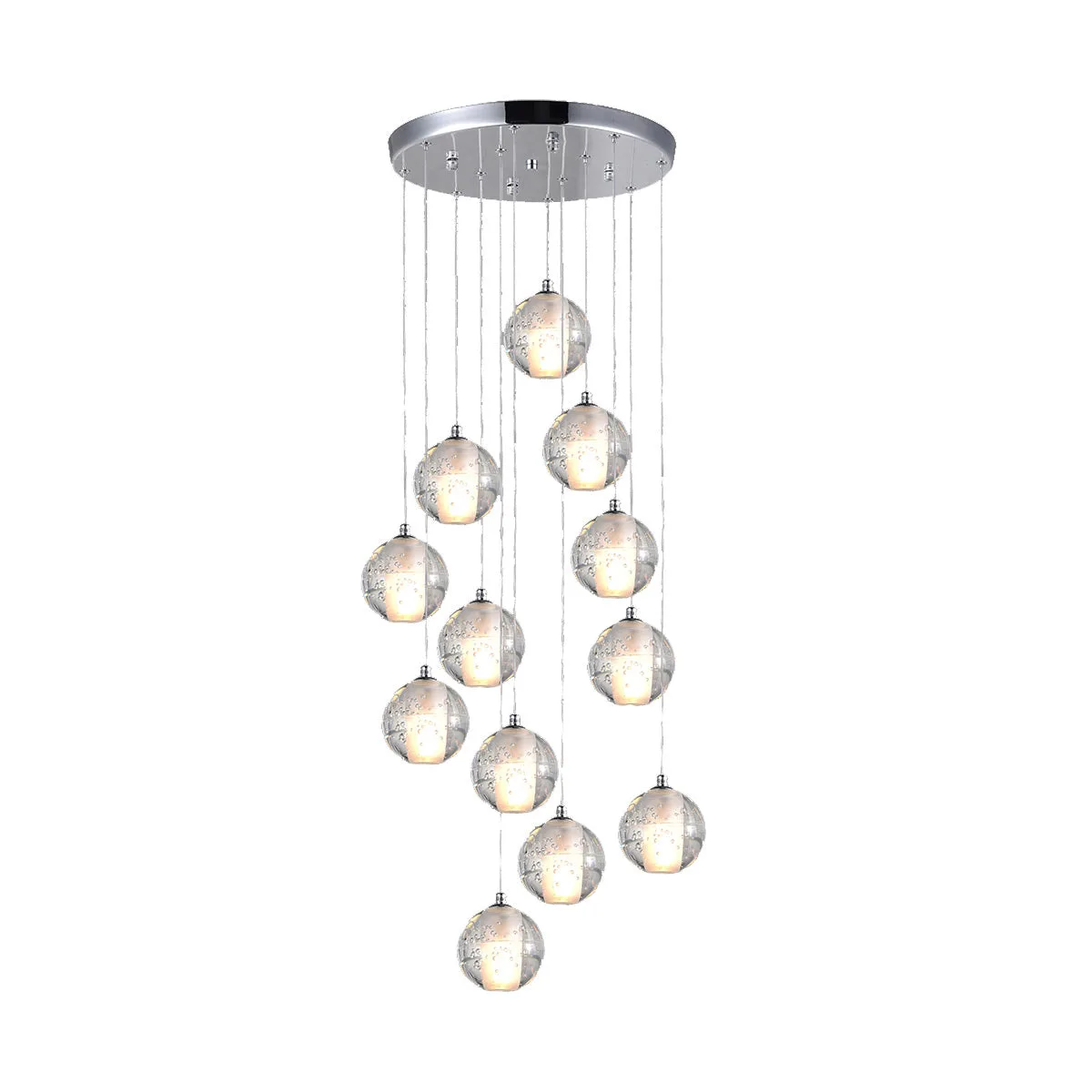 Tronic 12-Globe Crystal Pendant Chandelier with Chrome Finish