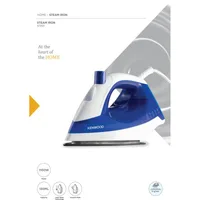 Kenwood Steam Iron 130ml Tank Dry and Spray Function 1100w Stp01.000wb - Automatic Temperature Technology Ceramic Non Stick Plate Steam Adjustment Selector