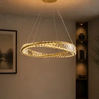 Tronic Modern Crystal Ring Pendant Light - Gold LED Chandelier
