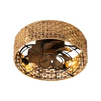 Tronic Ceiling Light with Fan - Natural Rattan Design