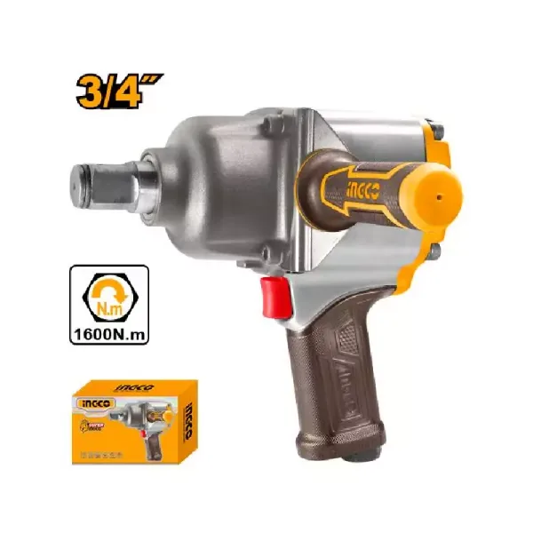 Ingco Air Impact Wrench 19mm with Twin Hammer Mechanism, Universal Connector AIW341302