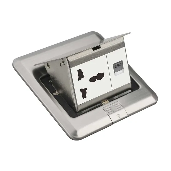 Tronic Access Floor Socket - 13A Universal Socket + RJ45 BF POPU-07-UN