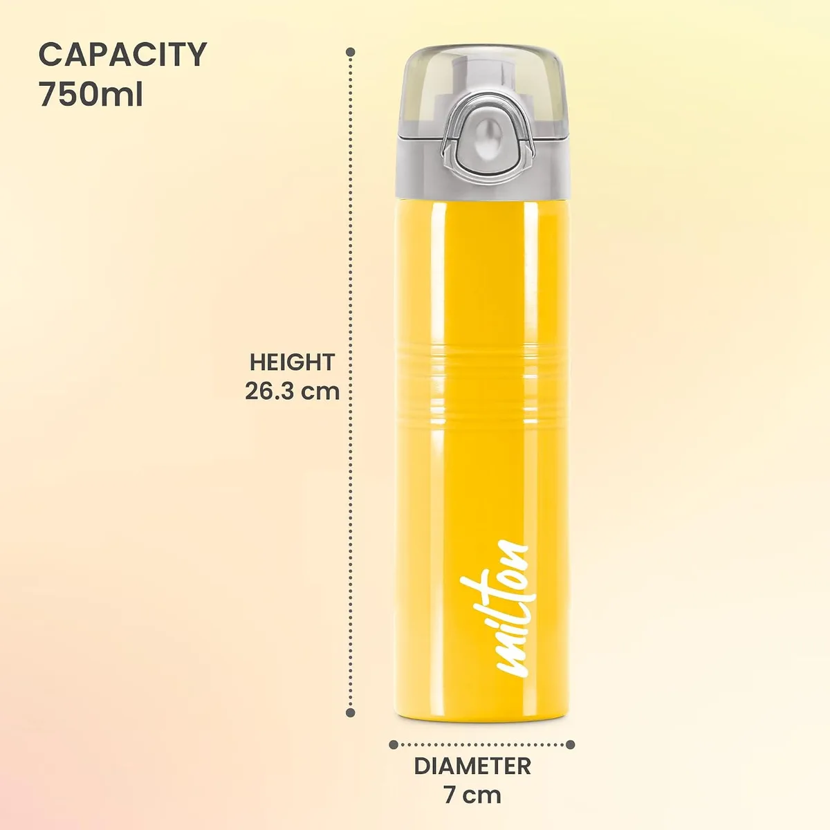 MILTON Vogue 750 Stainless Steel Water Bottle with One Touch Safety Lock, 750 ml