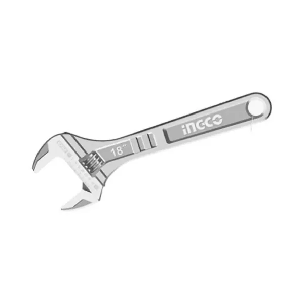 Ingco Adjustable Wrench 450mm(18") with Adjustable Clamp, Carbon Steel Body HADW131182