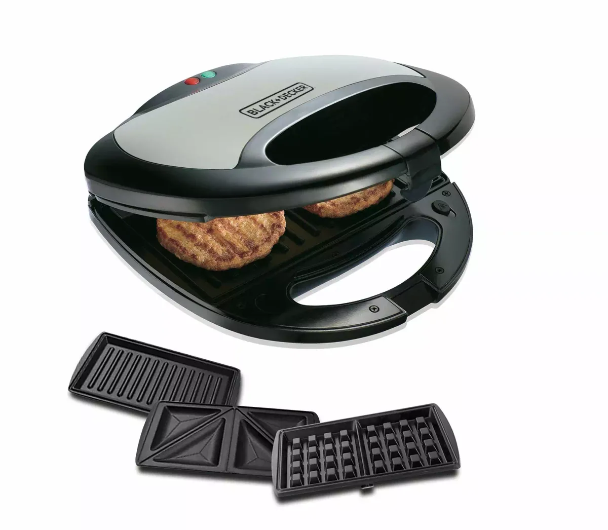 Nikai Sandwich Toaster 2 Slice 3 In 1 Waffle Grill And Sandwich 750W NGT323D Non Stick Coating Plates Cool Touch Housing Detachable Plates With Light Indicator