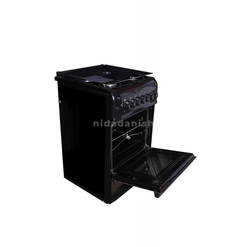 Westpoint Cooker 50x55cm, 2 Gas Burners, 2 Electric Plates with Electric Oven & Grill Black WCER5522E0N