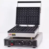 Commercial Electric 4-Plate Square Waffle Machine, 1.6kW Professional 4x4 Grid Waffle Maker, Industrial Heavy-Duty Belgian Square Waffle Baker WG-HF-4S