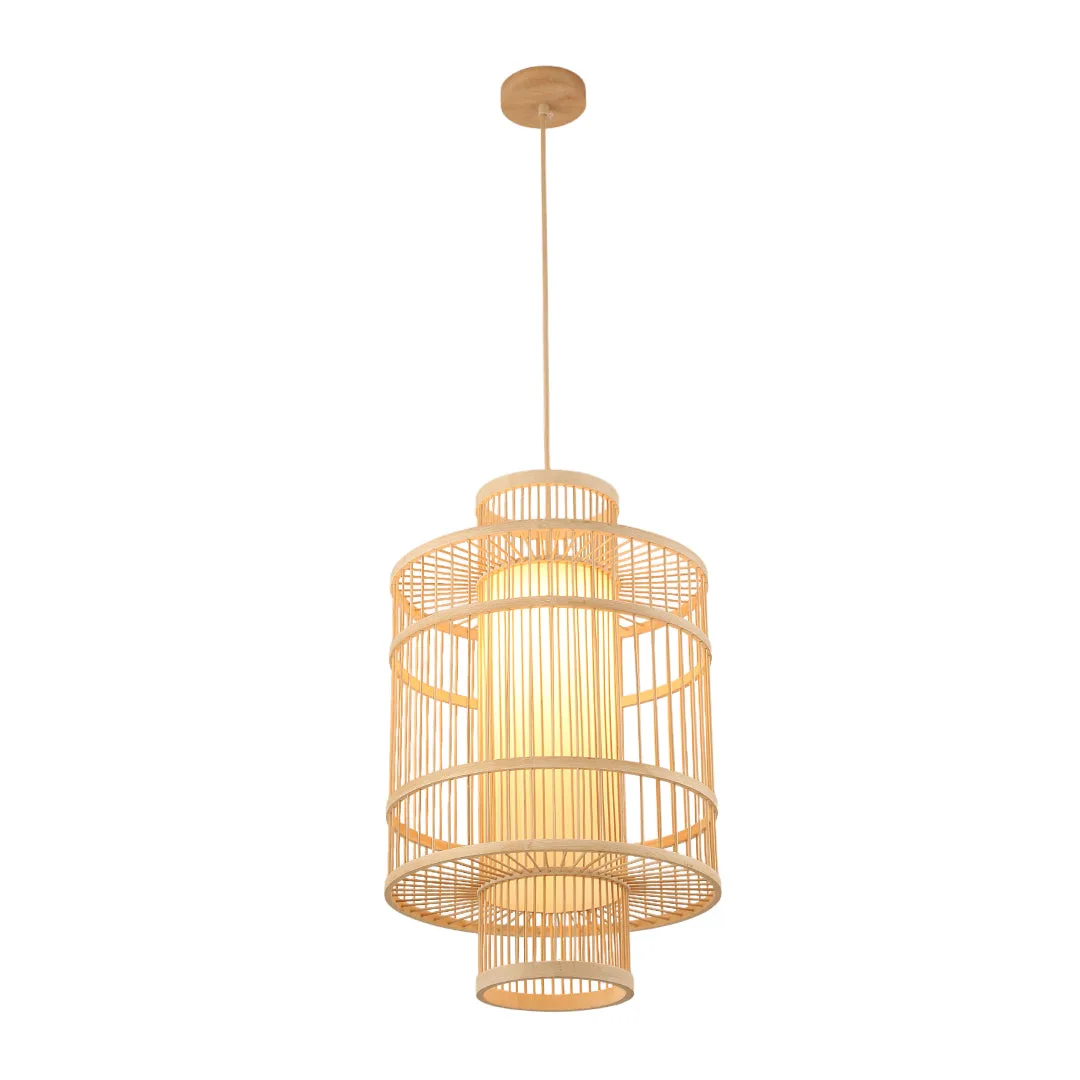 Tronic Bamboo Pendant Lamp - Tall Cylindrical Frame
